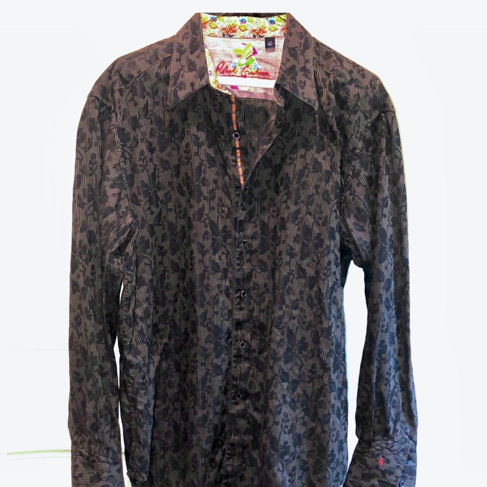 Robert Graham Black Floral Patterned Button-down